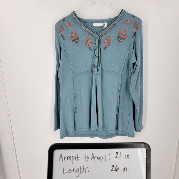 Canyon Retreat Top Women's Small Floral Embroidered V Neck - Picture 10 of 10